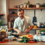 A well-stocked kitchen counter, with various cooking utensils and ingredients strewn about. A chef, wearing a crisp apron, stands before the counter, a look of intense concentration on their face as they experiment with a new recipe. Soft, natural lighting filters in from a nearby window, casting a warm, inviting glow on the scene. The atmosphere is one of creative exploration, with a touch of playful experimentation. Spices, herbs, and a mix of familiar and unfamiliar items hint at the chef's adventurous spirit and willingness to try new things. The overall impression is one of a kitchen in the throes of culinary innovation, where the boundaries of traditional cooking are being pushed and the possibilities of the culinary arts are being actively explored.