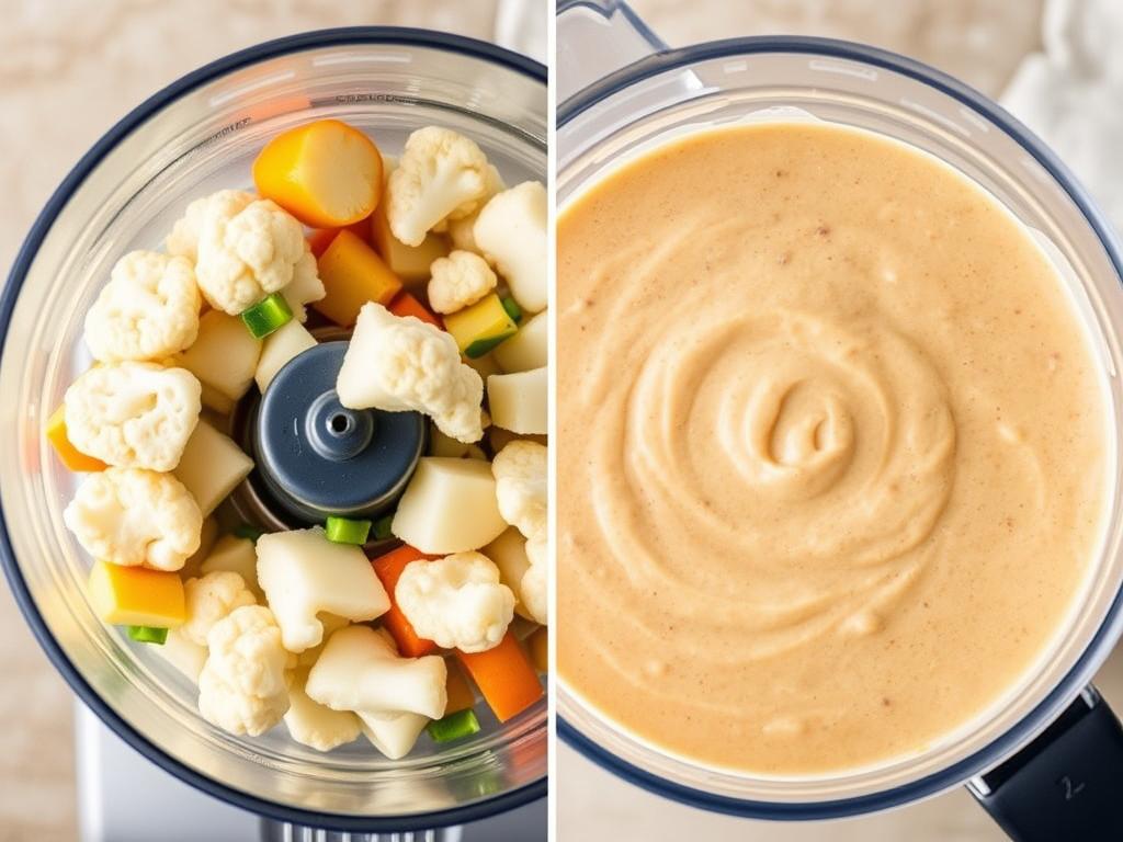 Blending cauliflower and vegetables for mac and cheese sauce