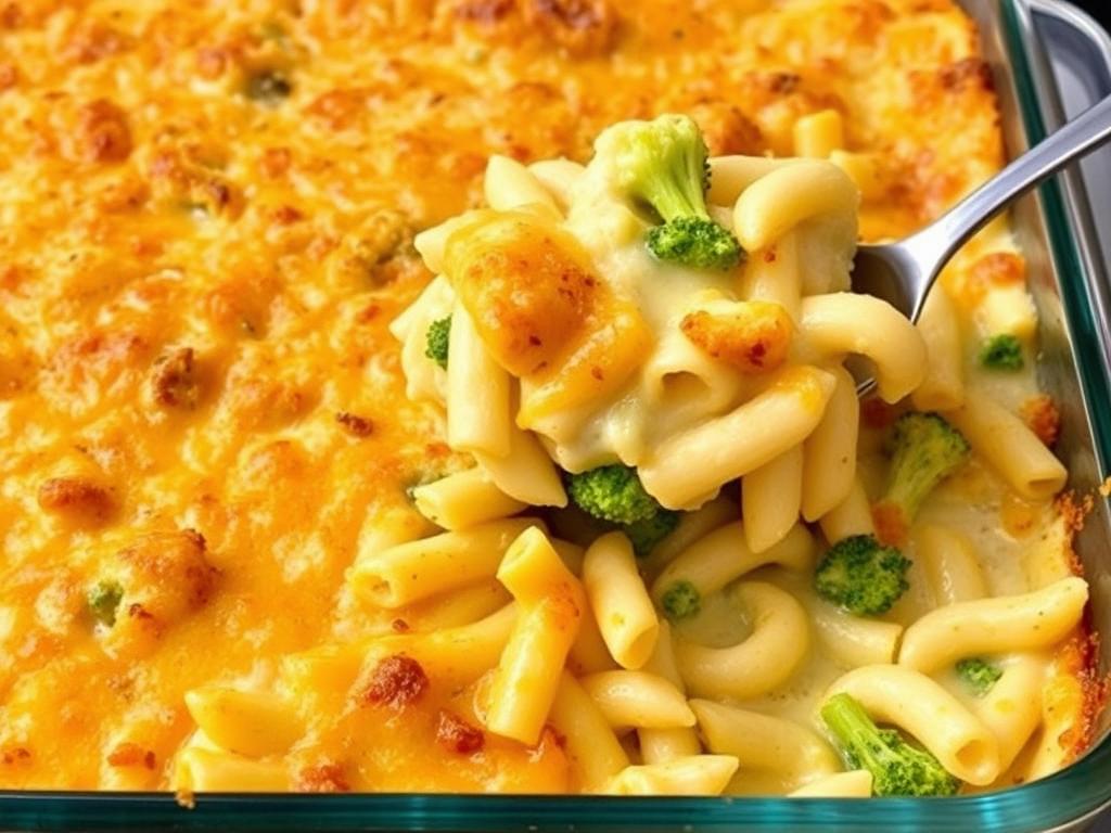 Broccoli cheddar pasta bake in a casserole dish for a quick dinner recipe for families Broccoli cheddar pasta bake in a casserole dish for a quick dinner recipe for families