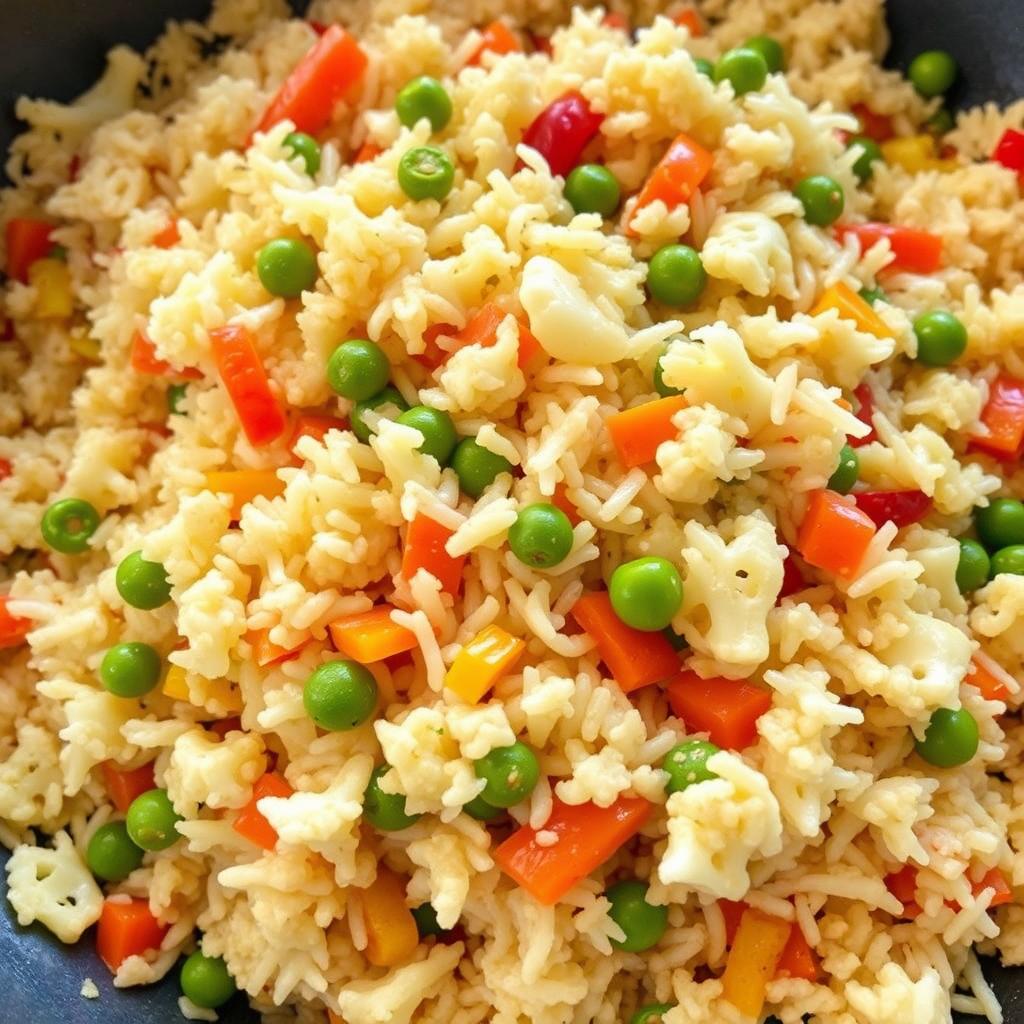 Cauliflower Fried Rice in a wok Cauliflower Fried Rice in a wok