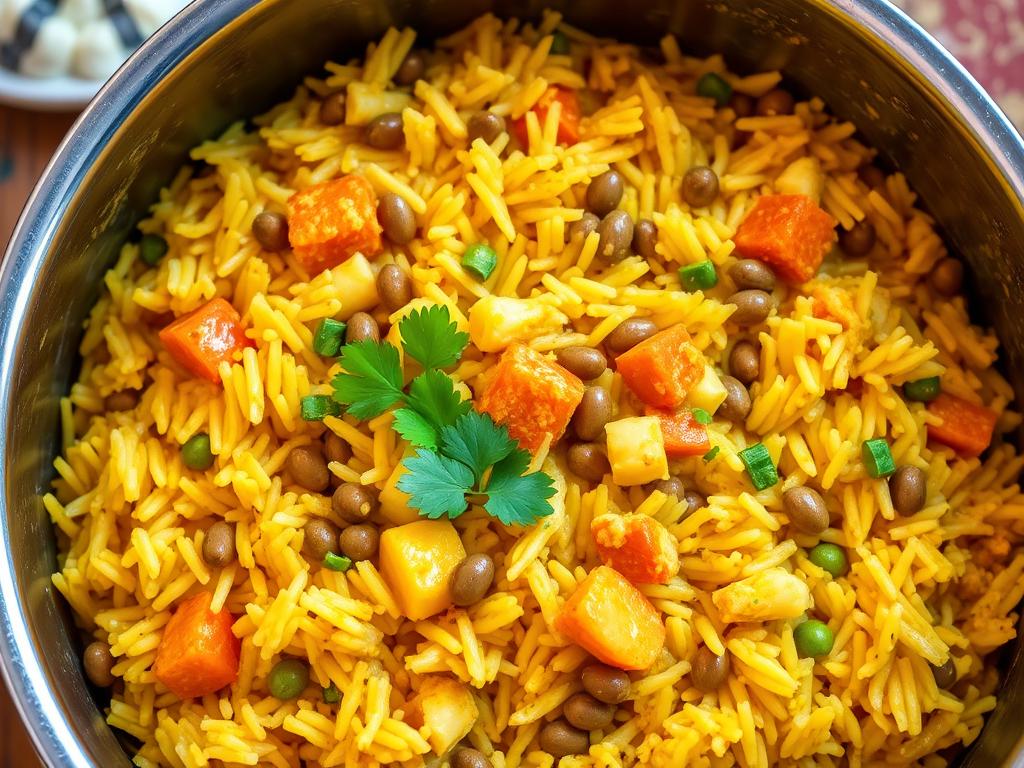 Coconut Curry Lentil Rice in a pot Coconut Curry Lentil Rice in a pot