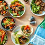 Colorful spread of innovative lunch options showcasing Top 5 Lunch Trends for 2025