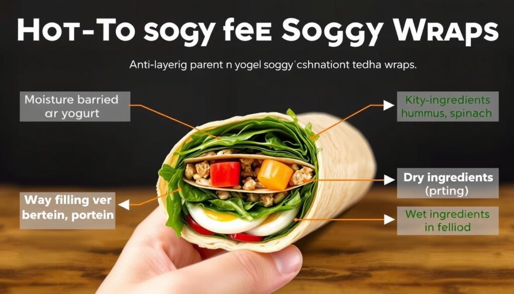 Diagram showing proper layering technique for protein-packed wraps Diagram showing proper layering technique for protein-packed wraps