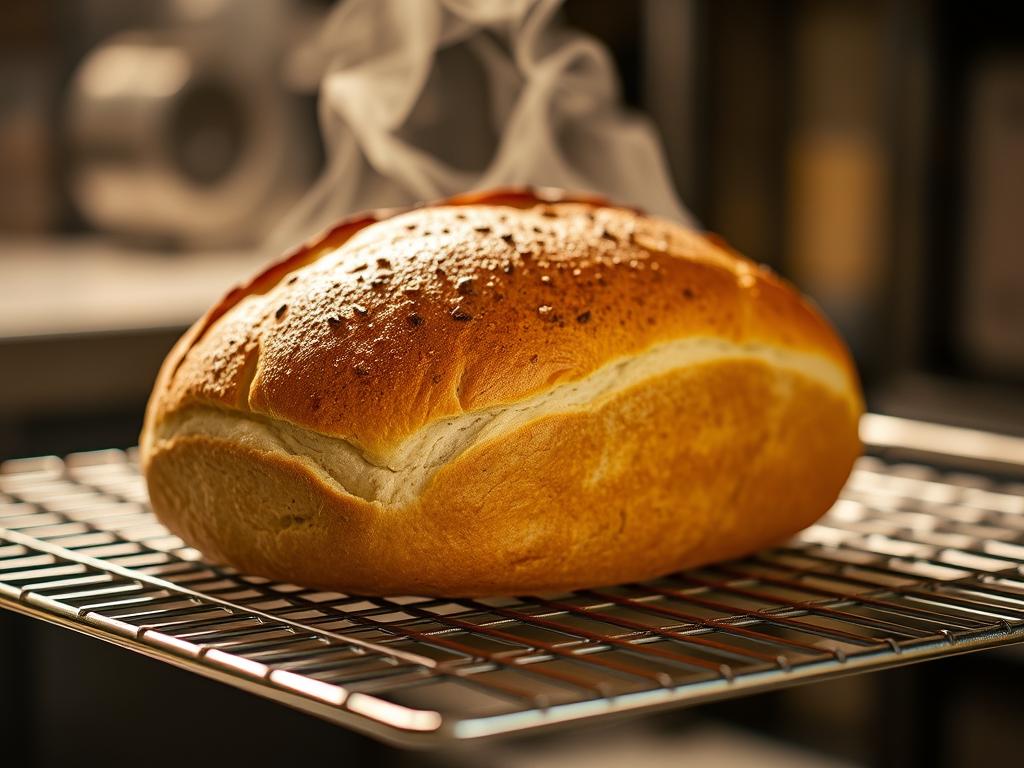 Freshly baked bread cooling on a wire rack Freshly baked bread cooling on a wire rack
