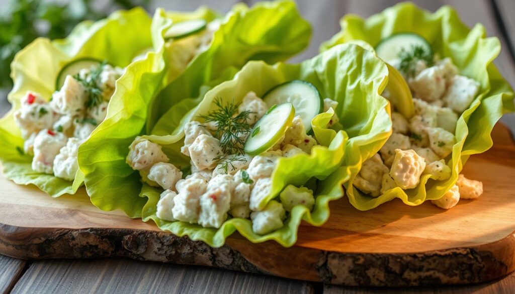 Greek yogurt chicken salad lettuce wraps