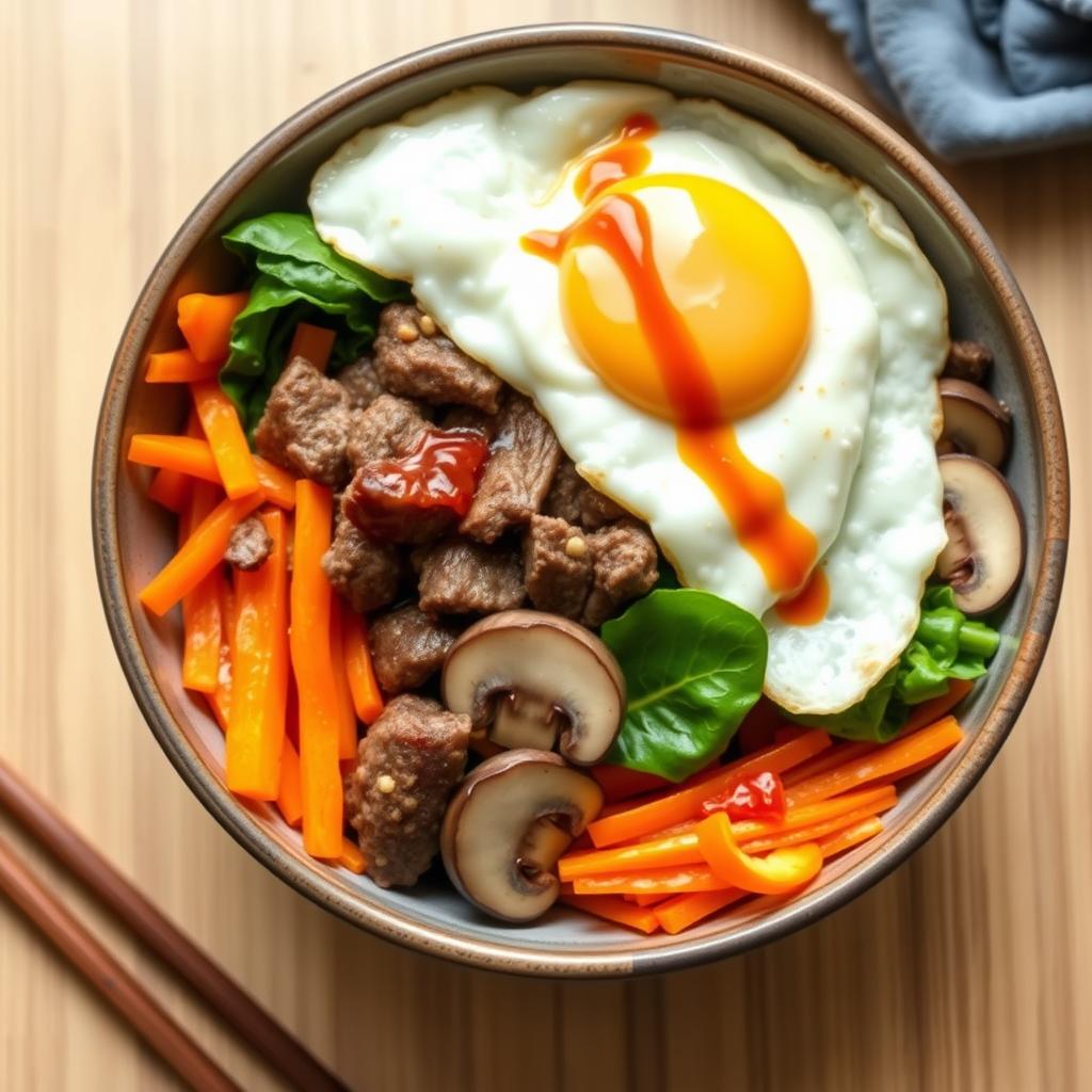 Healthy New York street food lunch inspired Korean bibimbap bowl Healthy New York street food lunch inspired Korean bibimbap bowl