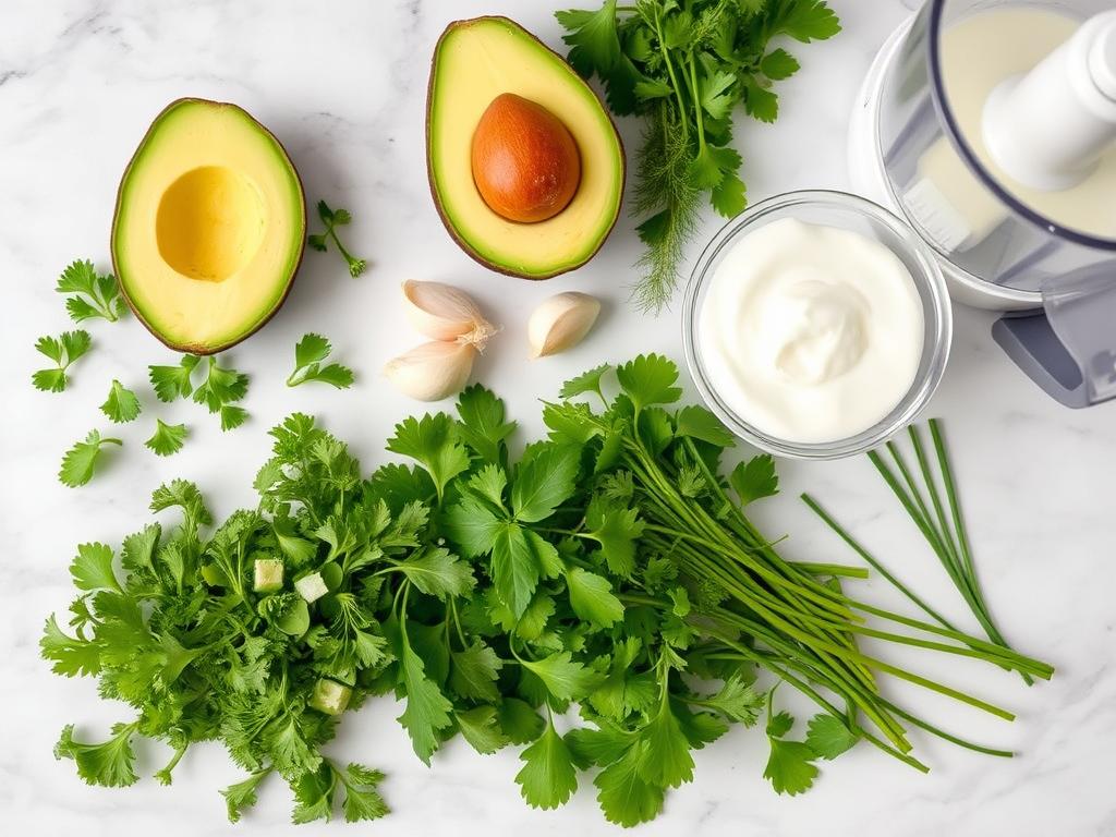 Ingredients for Green Goddess dressing laid out for summer lunch recipes 2025 Ingredients for Green Goddess dressing laid out for summer lunch recipes 2025