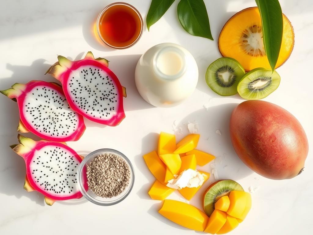 Ingredients for Summer 2025 Breakfast Recipe Trend laid out on counter Ingredients for Summer 2025 Breakfast Recipe Trend laid out on counter