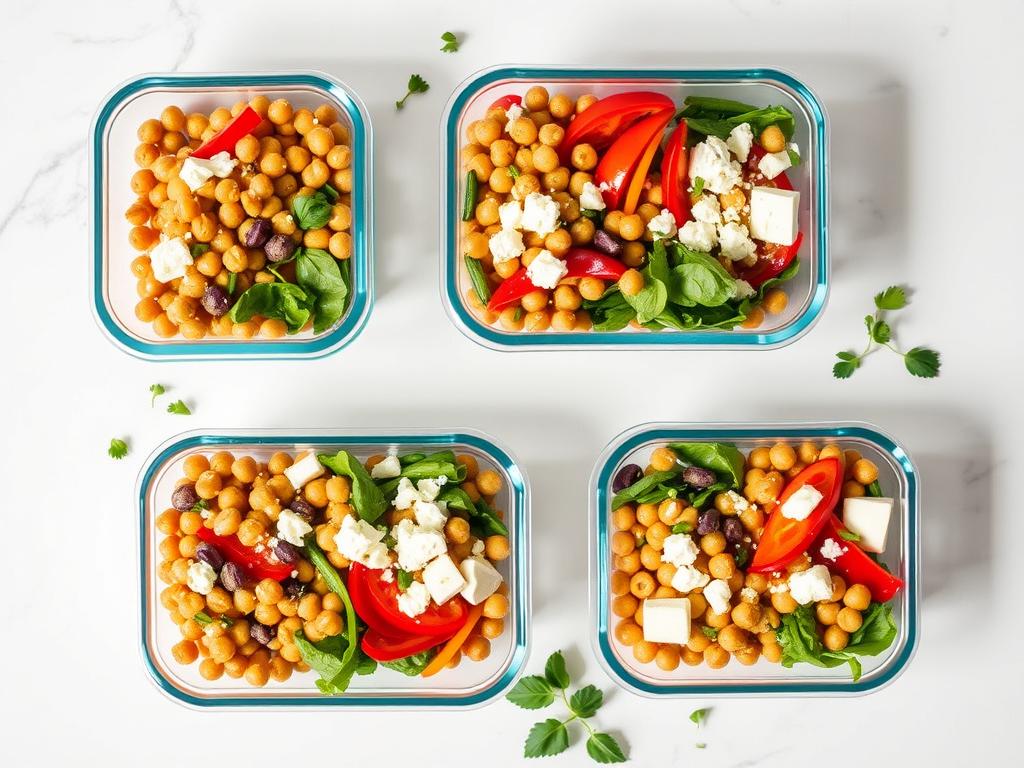 Meal prep containers with Mediterranean Chickpea Bowl for summer lunch recipes 2025