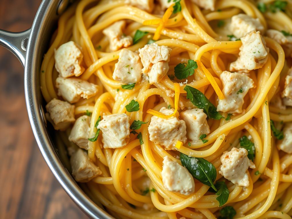 One-Pot Lemon Garlic Tuna Pasta in a pot One-Pot Lemon Garlic Tuna Pasta in a pot