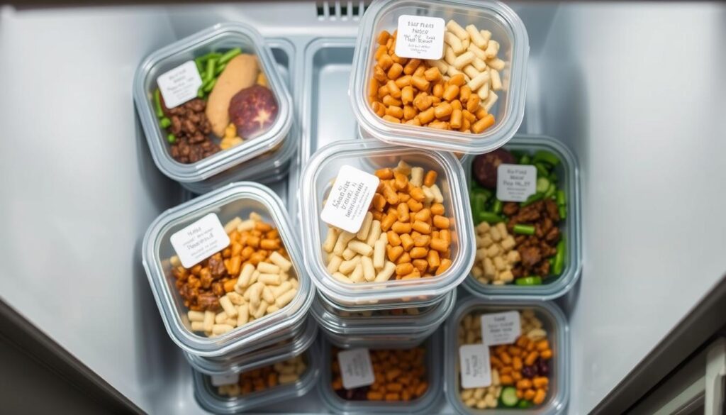 Organized meal prep containers with NYC-inspired meals Organized meal prep containers with NYC-inspired meals