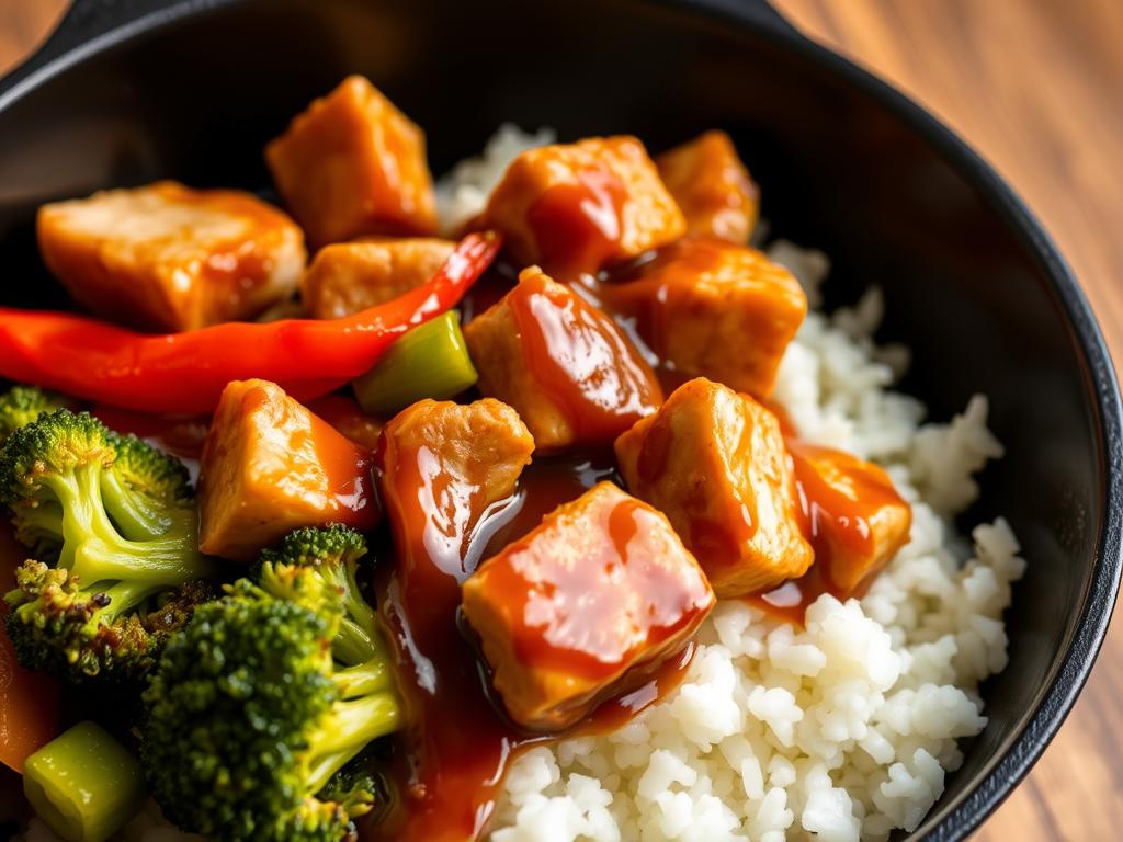 Quick Teriyaki Chicken Rice Bowl in a skillet Quick Teriyaki Chicken Rice Bowl in a skillet
