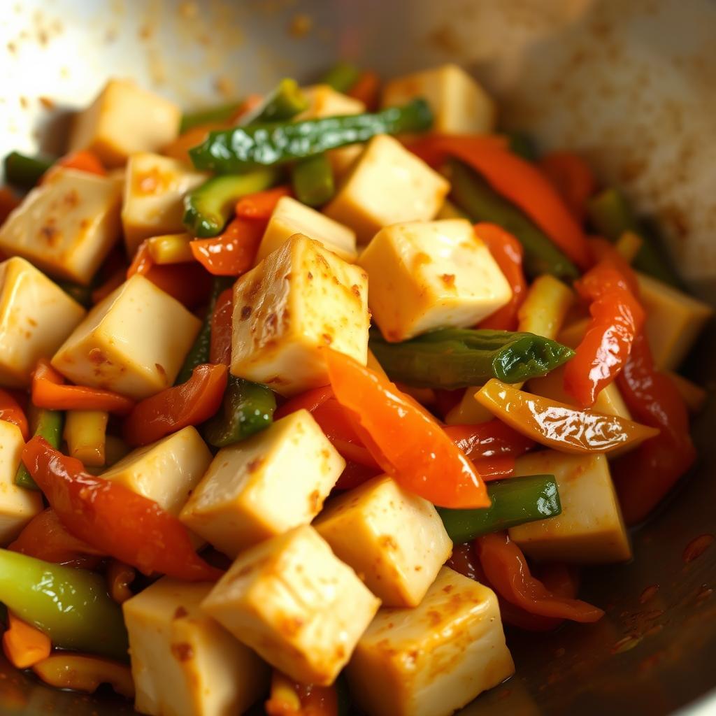 Tofu and Vegetable Stir-Fry in a wok Tofu and Vegetable Stir-Fry in a wok