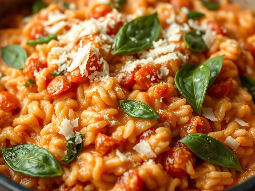 Tomato Basil Risotto in a pot Tomato Basil Risotto in a pot