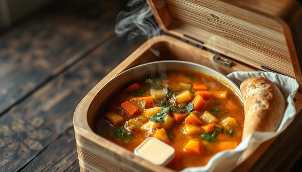 homemade soup in a lunchbox