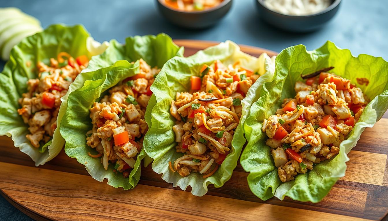 Assortment of Asian Chicken Lettuce Wrap Recipes arranged on a serving platter