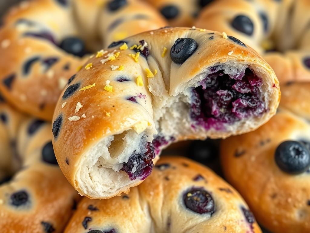 Blueberry NYC breakfast bagel recipes with lemon zest