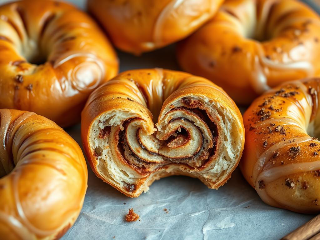 Cinnamon maple NYC breakfast bagel recipes with maple glaze