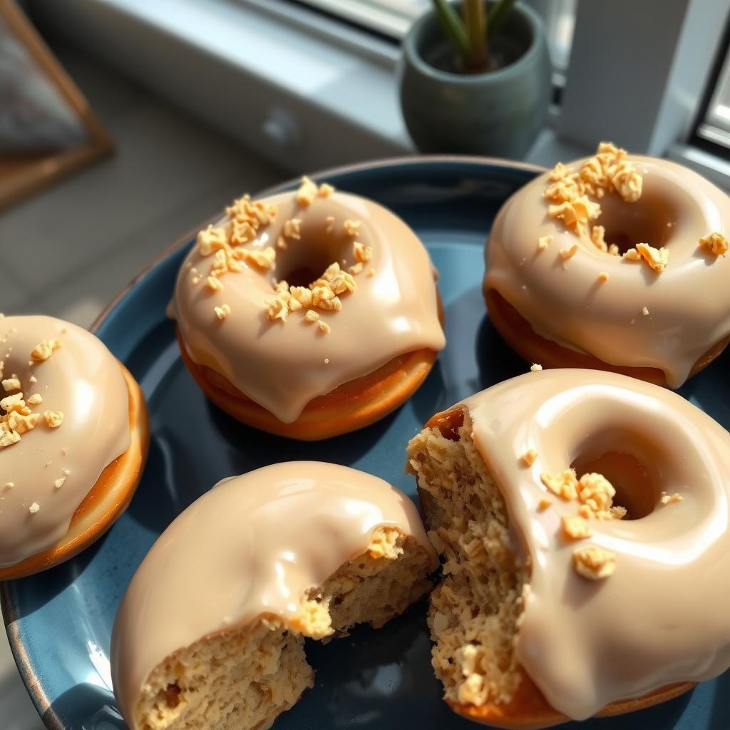 Halva Tahini Doughnuts with tahini glaze and crumbled halva topping Halva Tahini Doughnuts with tahini glaze and crumbled halva topping