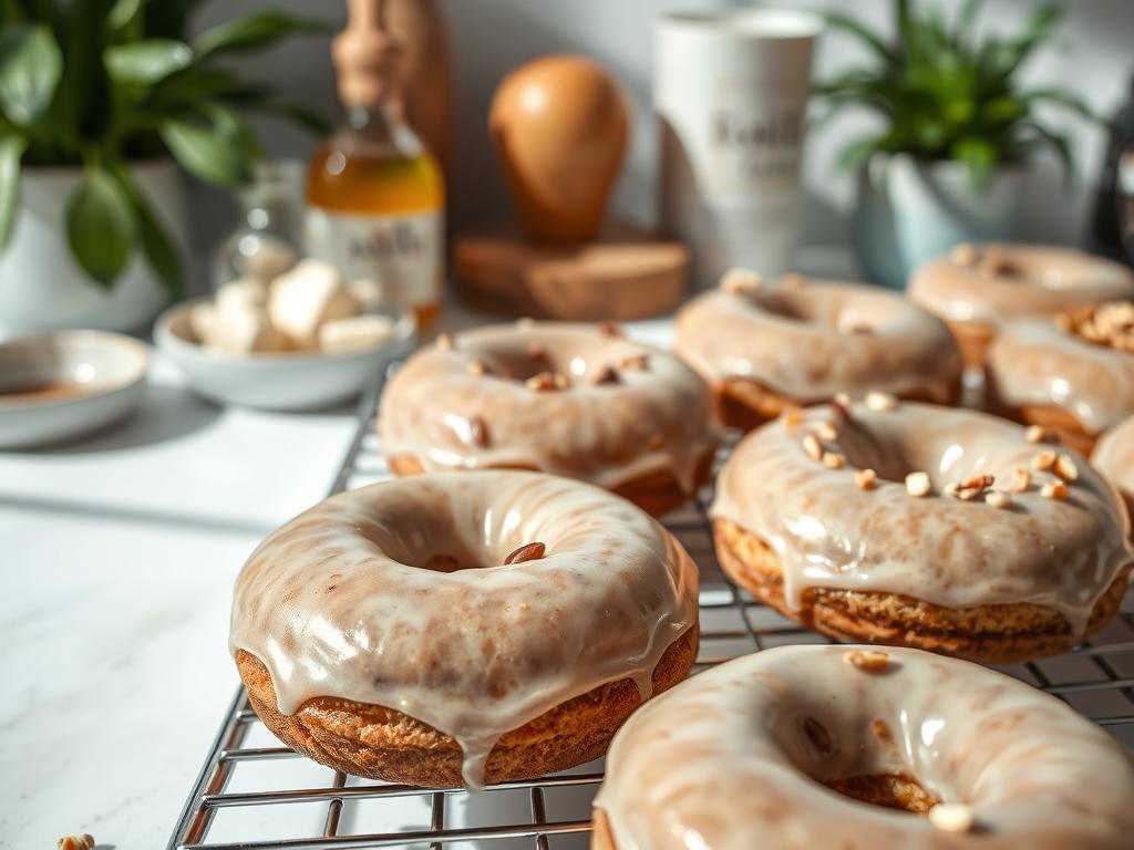 Healthier baked NY-style doughnuts with whole grain flour and natural sweeteners Healthier baked NY-style doughnuts with whole grain flour and natural sweeteners