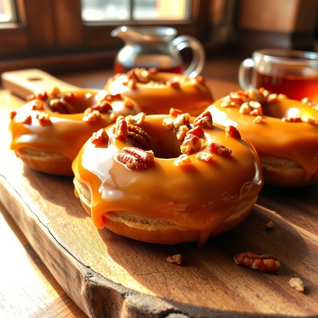 Maple Pecan Upstate Doughnuts with maple glaze and chopped pecans Maple Pecan Upstate Doughnuts with maple glaze and chopped pecans