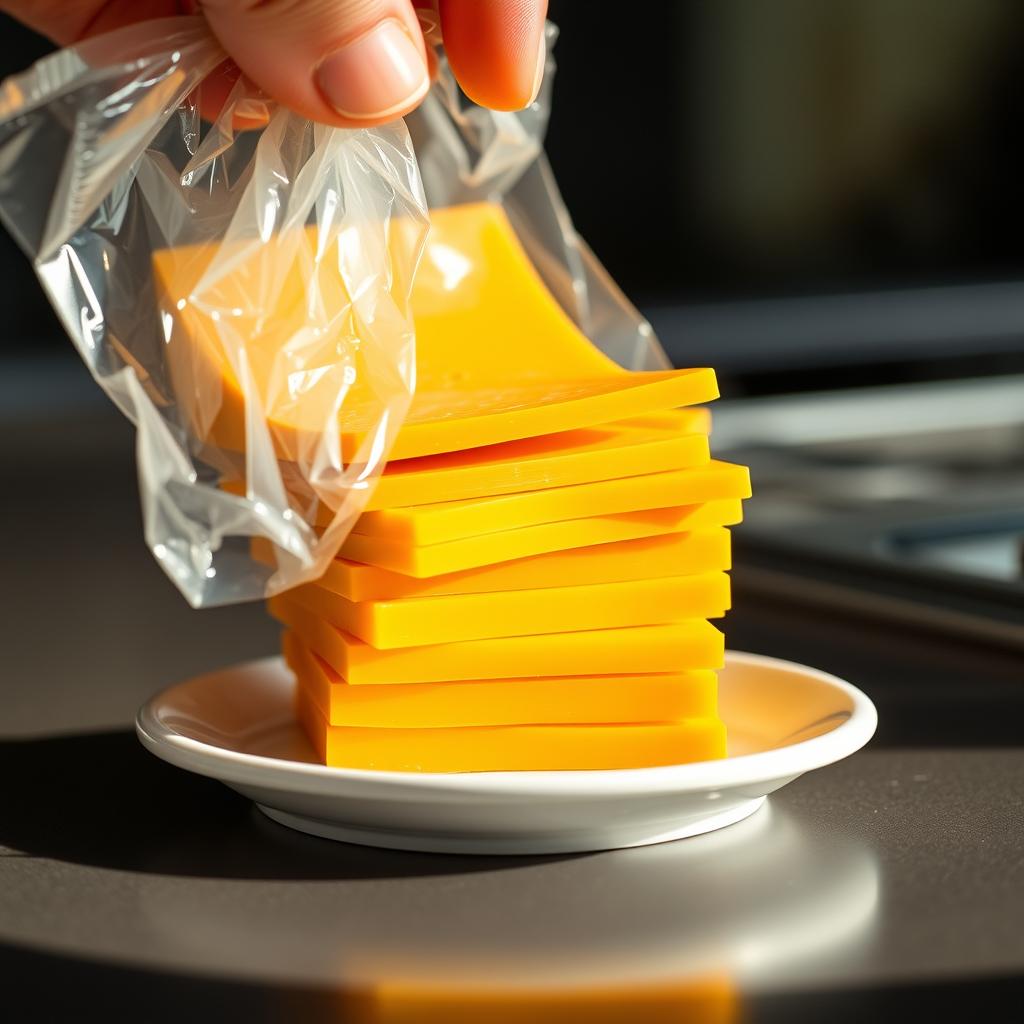 NYC-style American cheese slices for egg sandwich