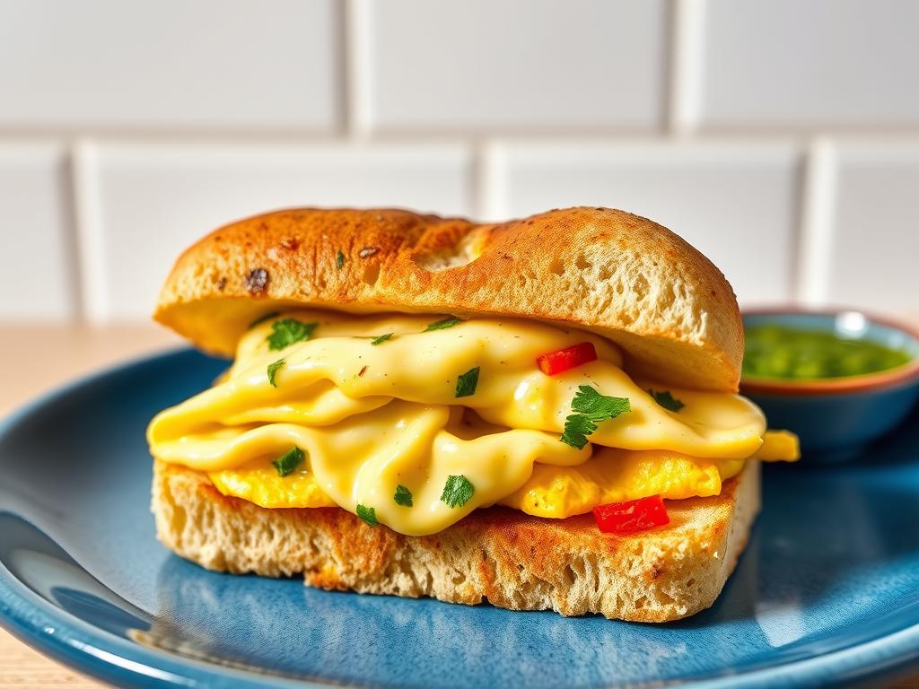 NYC-style egg and cheese sandwich with Latin American twist